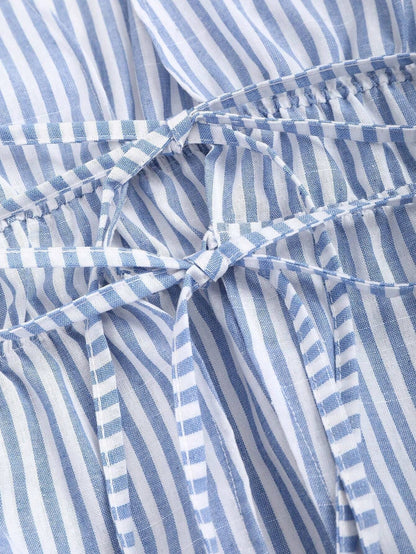 Women's Bow Lace-up Striped Top Casual Coat