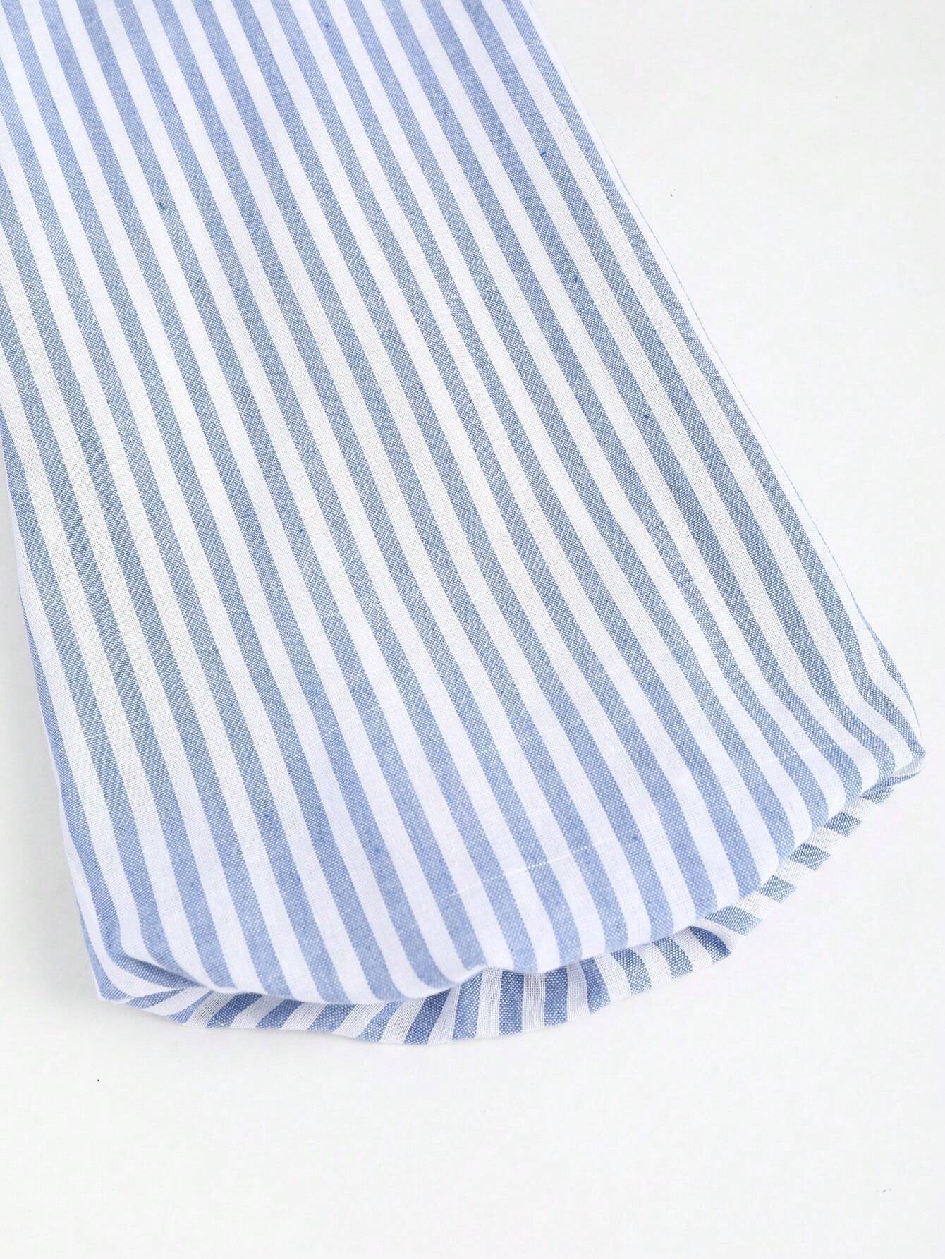 Women's Bow Lace-up Striped Top Casual Coat